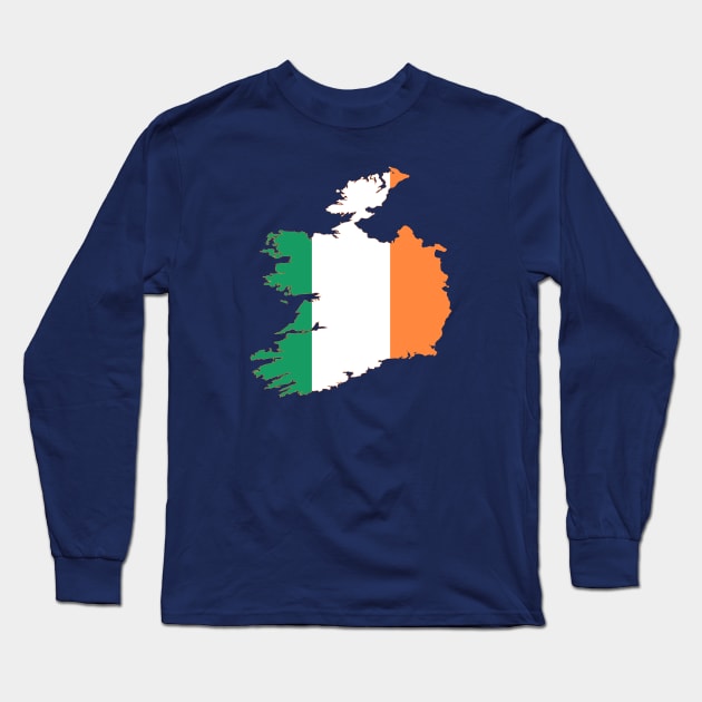 Ireland Rugby Fan Irish Tricolor Flag Map Long Sleeve T-Shirt by taiche